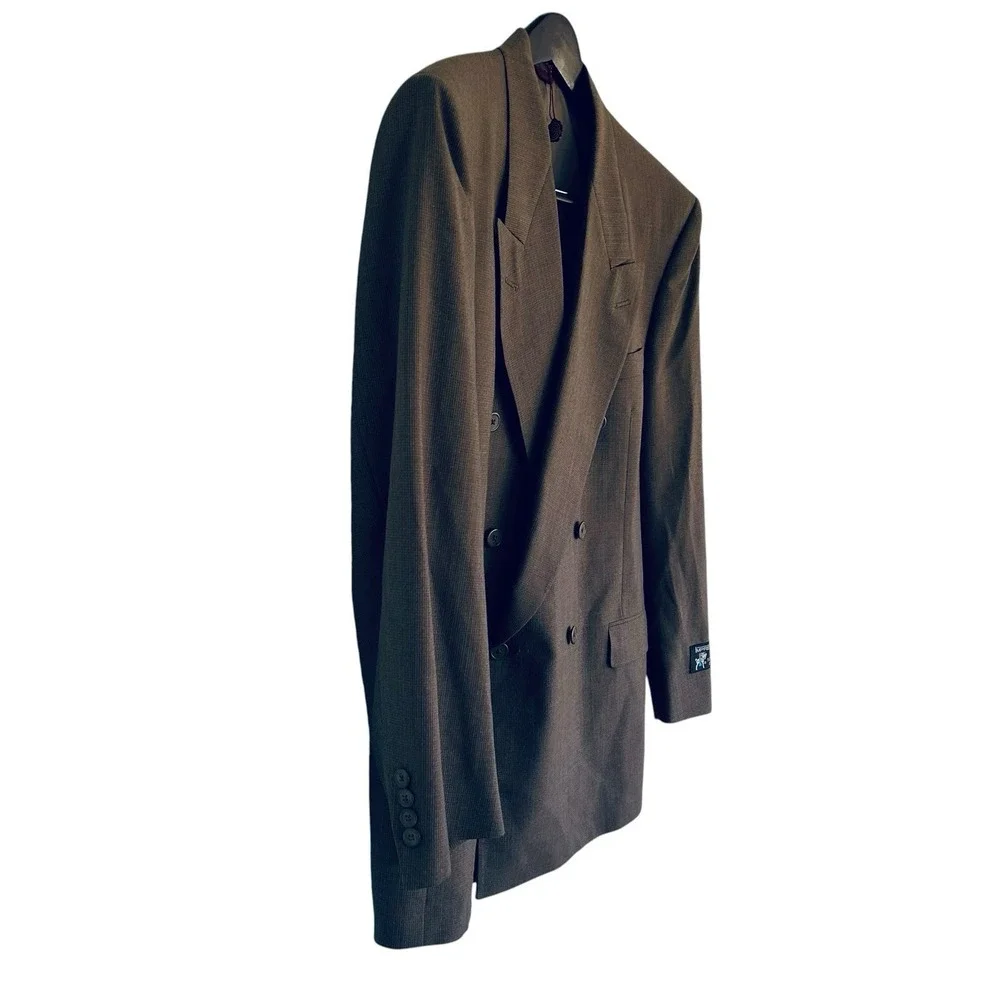 Hart Schaffner Marx Impressions Double Breasted Blazer 41R Brown Vintage NWT